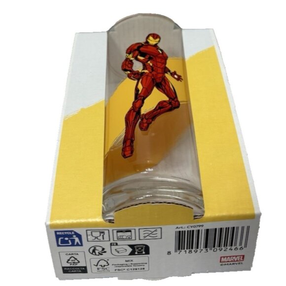 Marvel Iron Man Drinking Glass Cup Avengers Collectible Superhero Glass NEW - Picture 8 of 8